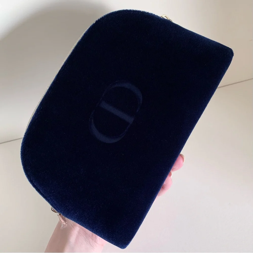 Dior navy velvet zippy pouch